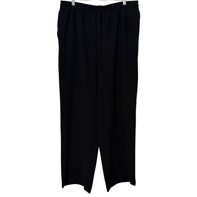 Black Wide-Leg Drawstring Pants